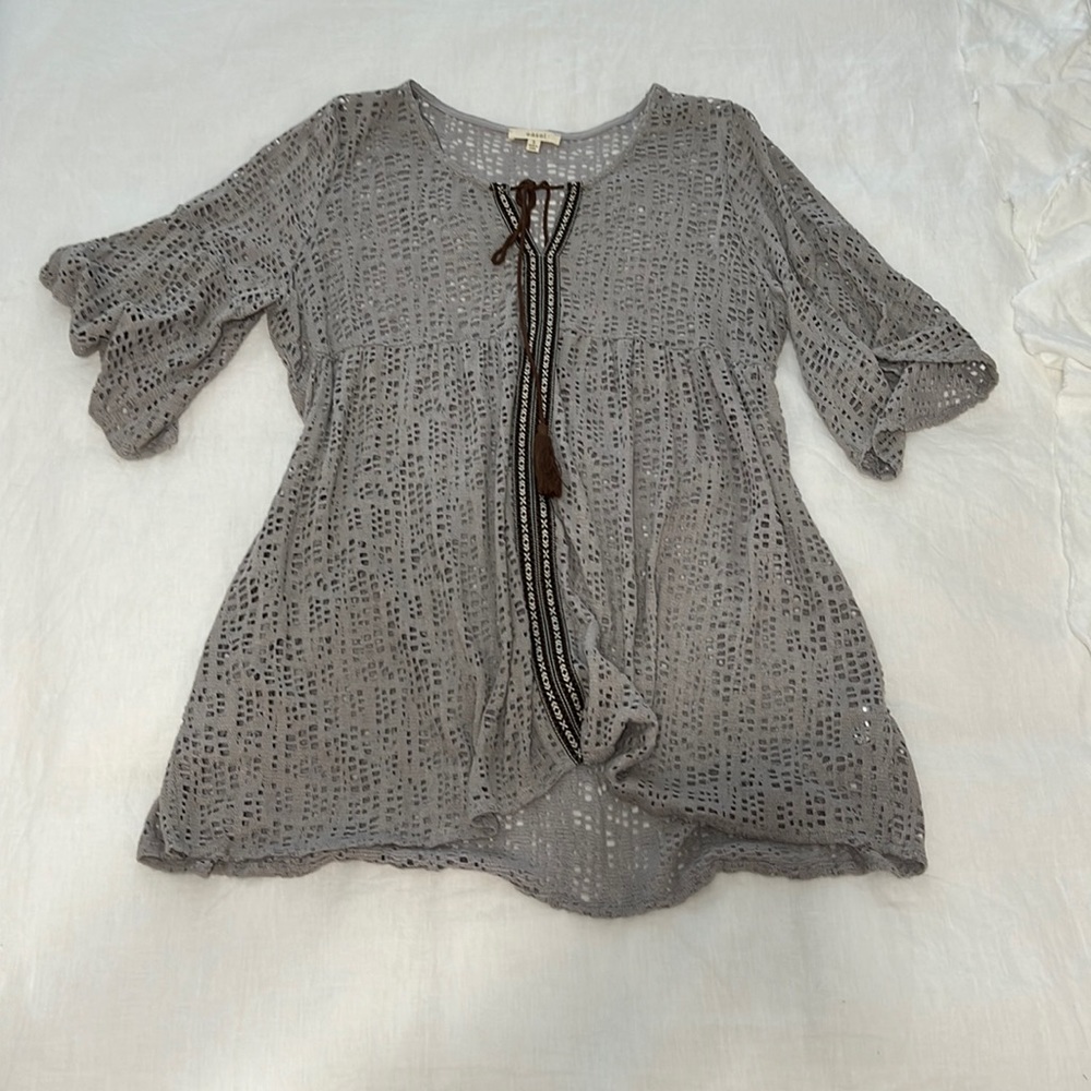 Gray Boho Top